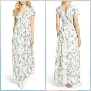 Lucca Lattice Inset Floral Maxi Dress S White
